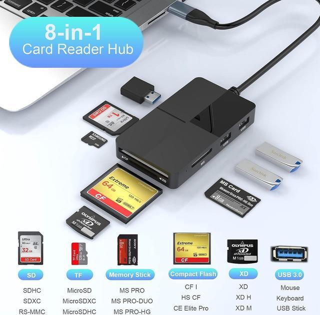 USB 3.0 + 3 Ports USB Hub High Speed External Memory Combo Kit SD TF Card  Reader