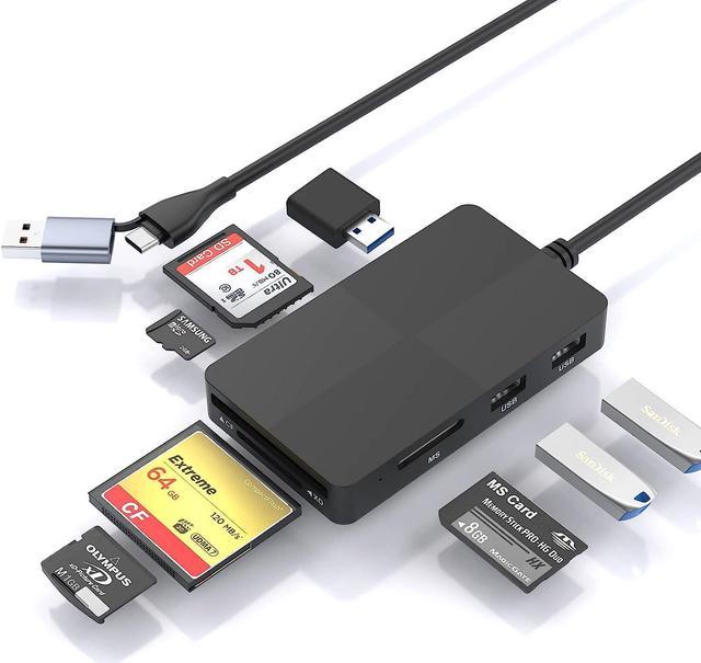 USB C USB3.0 Multi Card Reader Hub, SD/XD/TF/CF/MS Card Slot with