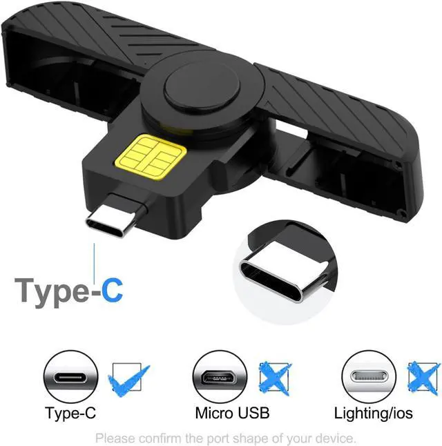 Alt view image 4 of 6 - USB C DOD Military USB Common Access CAC Smart Card Reader and ID CAC Card Reader,Compatible with Mac Os, Windows,Linux(Mini Foldable and Portable Type C) New