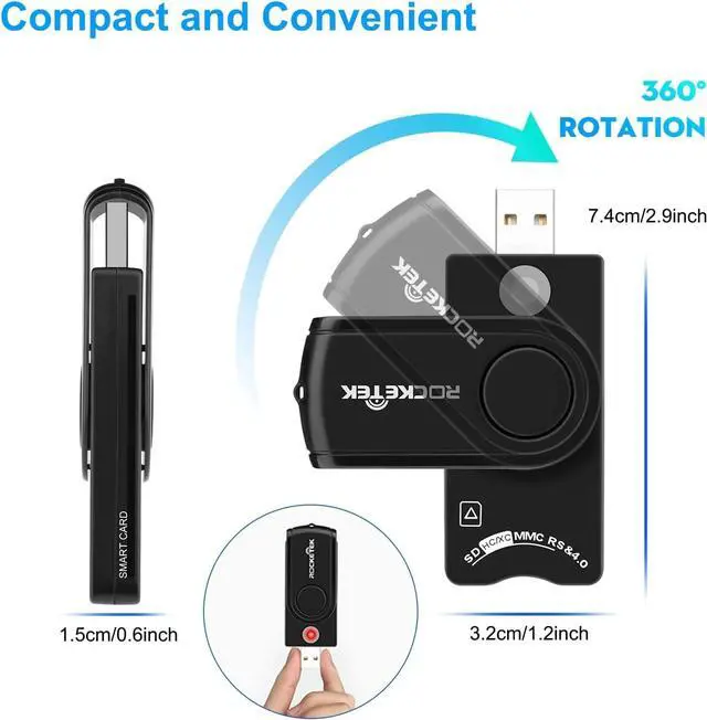 Alt view image 6 of 7 - CAC Reader DOD Military USB Common Access CAC Smart Card Reader,SDHC/SDXC/SD & Micro SD Memory Card Reader for SIM and MMC RS & 4.0, Compatible with Windows, Linux/Unix, MacOS
