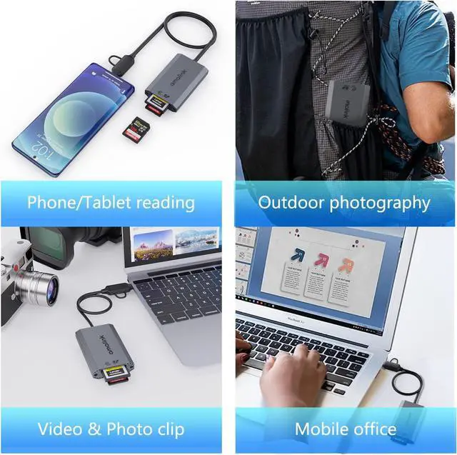 Alt view image 7 of 7 - CFexpress Type B/SD USB3.2 GEN 2 Card Reader, amalink Dual Slot CFexpress Type B Memory Card Reader Adapter with USB A/USB C connectors.Support CFexpress Type B SD4.0 UHS-II Memory Cards