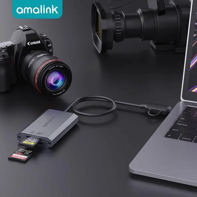 Alt view image 2 of 7 - CFexpress Type A &SD UHS-II USB3.2 GEN2 Card Reader, amalink Dual Slot CFexpress Type A Memory Card Reader Adapter. with USB A/USB C connectors.Support CFexpress Type A and SD4.0 UHS-II Memory Cards