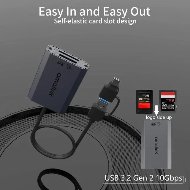 Alt view image 5 of 7 - CFexpress Type A &SD UHS-II USB3.2 GEN2 Card Reader, amalink Dual Slot CFexpress Type A Memory Card Reader Adapter. with USB A/USB C connectors.Support CFexpress Type A and SD4.0 UHS-II Memory Cards