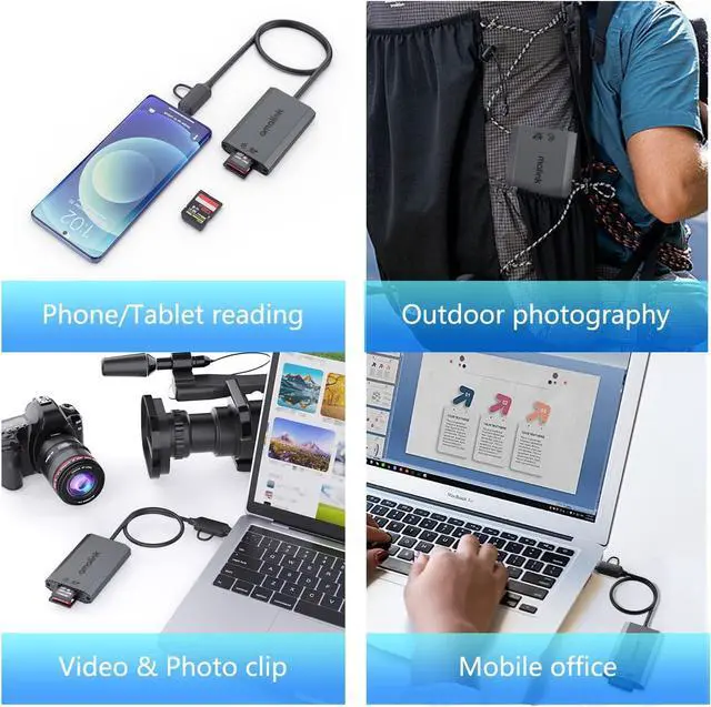 Alt view image 7 of 7 - CFexpress Type A &SD UHS-II USB3.2 GEN2 Card Reader, amalink Dual Slot CFexpress Type A Memory Card Reader Adapter. with USB A/USB C connectors.Support CFexpress Type A and SD4.0 UHS-II Memory Cards