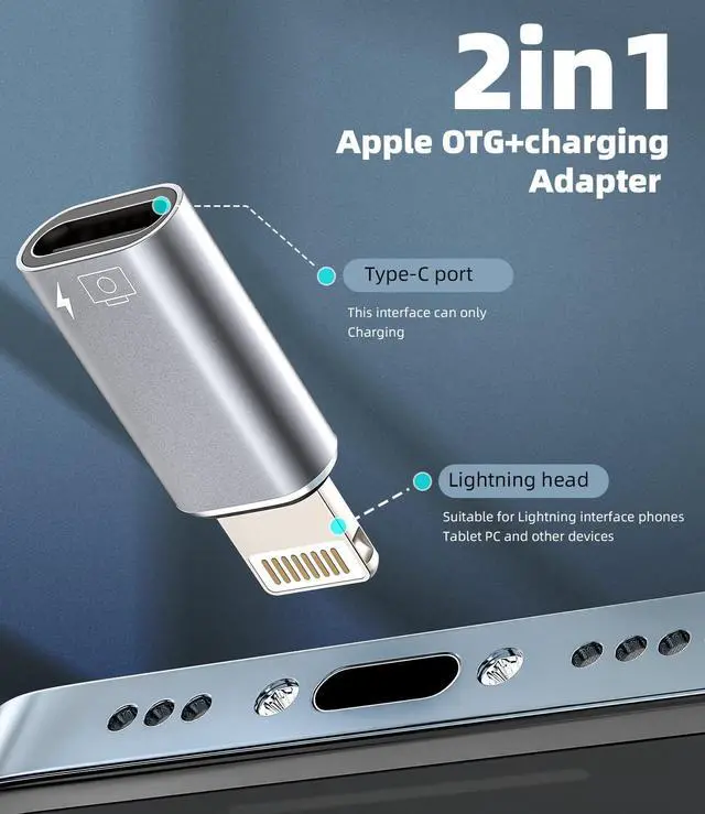 Alt view image 3 of 7 - iPhone OTG Adapter(2Pack) Type-c Headphone Dongle USB C Female to Lightning Male Charger Data Sync Converter Camera Card Reader Flash Drive Mouse Keyboard for 11 12 13 14 Pro Max Xr X Xs 8 7 Plus
