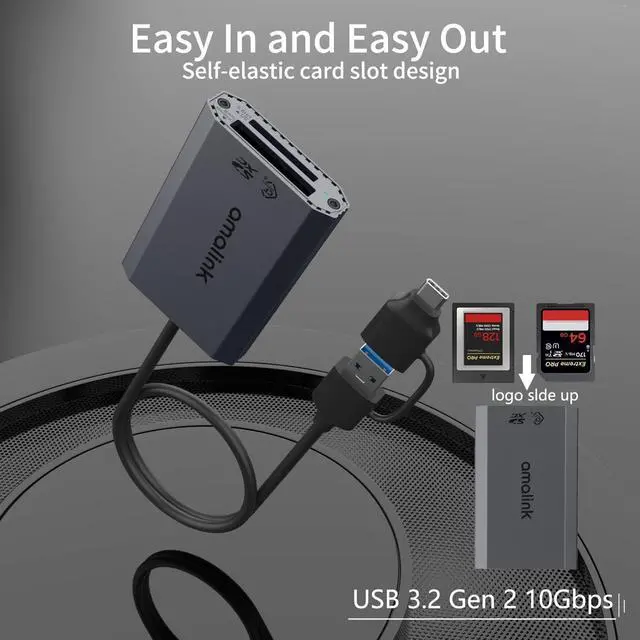 Alt view image 5 of 7 - CFexpress Type B/SD USB3.2 GEN 2 Card Reader, amalink Dual Slot CFexpress Type B Memory Card Reader Adapter with USB A/USB C connectors.Support CFexpress Type B SD4.0 UHS-II Memory Cards