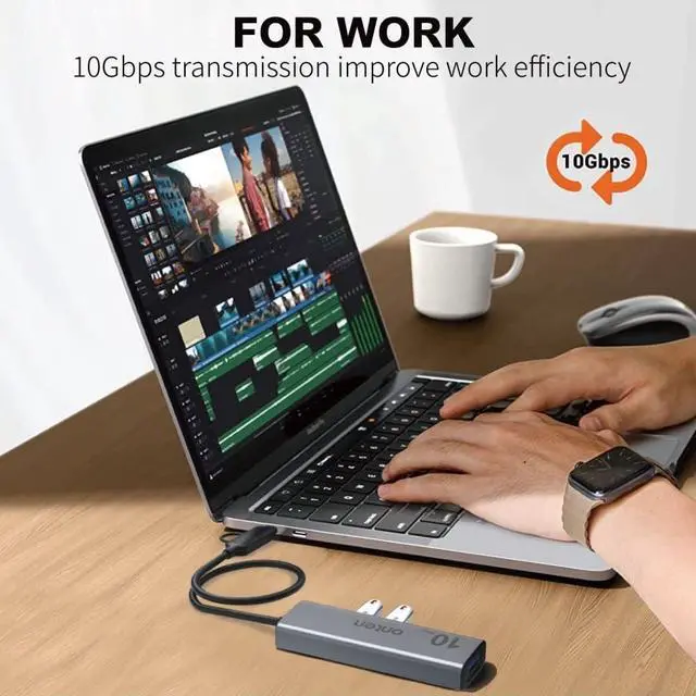 Alt view image 2 of 7 - Onten 10Gbps USB C Hub,USB C to USB C/A Adapter with USB3.2 GEN2 Speed. USB/USB C Splitter with 2*USBA(10G) 2*USB C(10G).4 Ports USB C Adapter e(Data Transfer only,Not Support Power and Monitor)