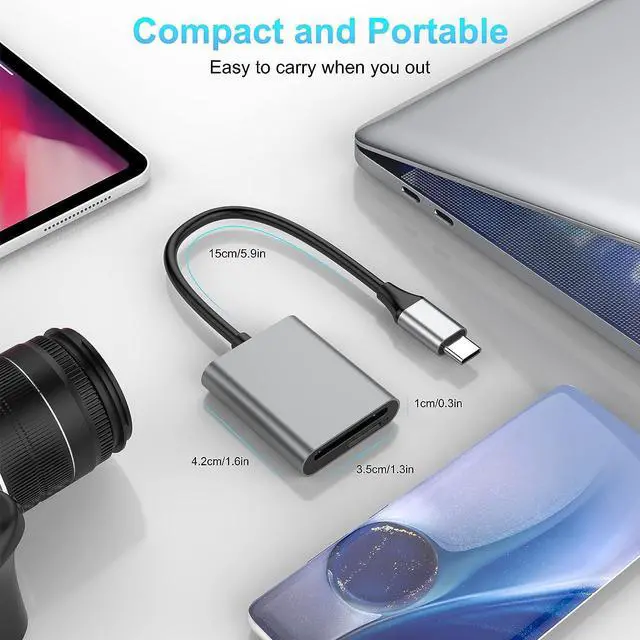 Alt view image 7 of 7 - USB C SD 4.0 Card Reader, SD TF UHS-II Card Reader, 2-in-1 SD TF Memory Card Reader for SD Micro SD SDXC SDHC MMC RS-MMC Micro SDXC UHS-II and UHS-I Cards for Cameras, Laptops, Tablets, Smartphones