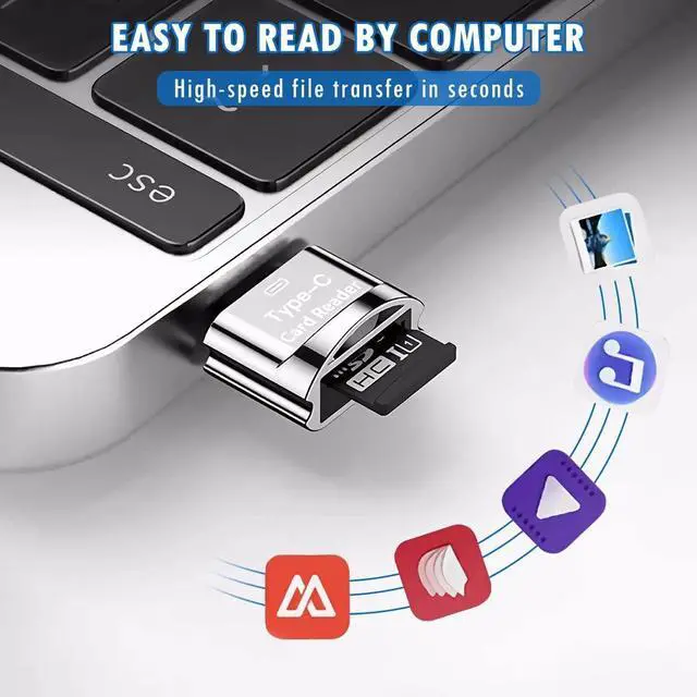 Alt view image 3 of 7 - USB C Micro SD Card Reader with Keychain USB-C to Micro SD/TF Card Reader with USB 3.0 Adapter High-Speed OTG Reader for MacBook iPad Pro Galaxy iPhone 15 Laptop Tablet & Phone