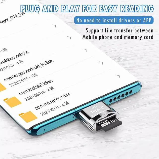Alt view image 4 of 7 - USB C Micro SD Card Reader with Keychain USB-C to Micro SD/TF Card Reader with USB 3.0 Adapter High-Speed OTG Reader for MacBook iPad Pro Galaxy iPhone 15 Laptop Tablet & Phone