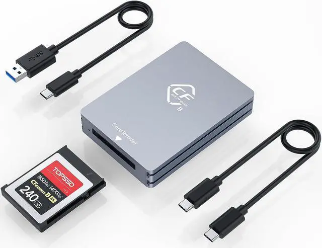 Main image of CFexpress Type B Card Reader, 10Gbps USB 3.2 Gen 2 CF Express Card Reader, Aluminum Portable CFexpress Card Reader with USB C to USB A/C Cables, Compatible with Windows/Mac OS/Linux/Chrome OS/Android