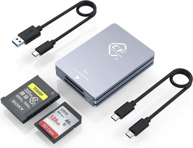 Main image of CFexpress Type A and SD Dual-Slot Memory Card Reader, 10Gbps USB 3.2 Gen 2 Type A CFexpress Adapter Memory Card Reader with USB C to USB C/USB A Cable,Compatible with Windows/Mac/Linux/Android