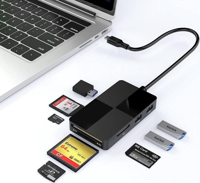 USB C Multi Card Reader Hub, 5 Memory Cards with Extra 3 USB3.0