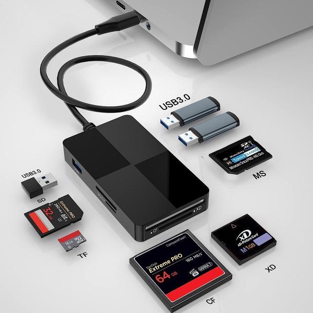 USB C USB3.0 Multi Card Reader Hub, 8-in-1 CF/SD/TF/XD/MS