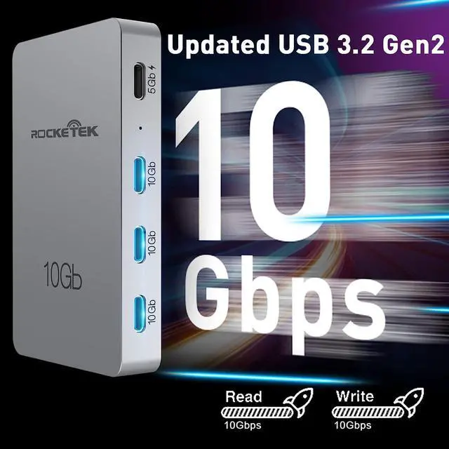 Alt view image 2 of 7 - USB-C Gen 2 Hub Adapter 7-Ports - 3X USB-C 10Gbs Gen 2, 3X USB 3.0 5Gbs Ports, USB C Hub 100W Power Delivery with 5Gbs Data, USB C to USB C Hub, USB C Hub Multiport Adapter for MacBook Air/Pro etc.