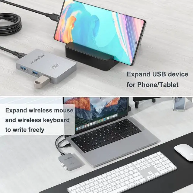 Alt view image 6 of 7 - USB-C Gen 2 Hub Adapter 7-Ports - 3X USB-C 10Gbs Gen 2, 3X USB 3.0 5Gbs Ports, USB C Hub 100W Power Delivery with 5Gbs Data, USB C to USB C Hub, USB C Hub Multiport Adapter for MacBook Air/Pro etc.