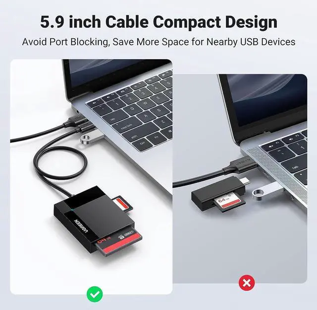 Alt view image 7 of 7 - UGREEN USB C SD Card Reader 4-in-1 Memory Card Adapter External SD Micro SD MS CF Compact Flash Camera Card Reader Compatible with Steam Deck, Hubs, MacBook Mini 2023/Pro, iPad, etc