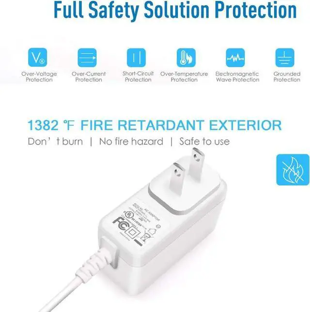 Alt view image 3 of 5 - 12V 1A AC Adapter Charger Regulated 12 Volt 1000mA Power Supply Cord for for ED Strip Light CCTV Camera BT Speaker GPS Webcam Router DC12V Transformer UL Listed 2-Pack White