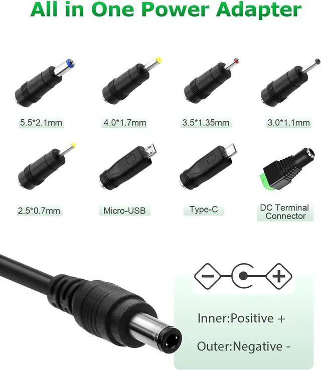 Alt view image 3 of 6 - 5V 1A DC Power Supply Adapter 5W AC/DC Charger AC 100V-240V to DC 5 Volt 1Amp 0.5A Replacement Power Cord for Security Camera Baby Monitor Graco Swing TV Box Raspberry Pi USB Type C with 8TIPS