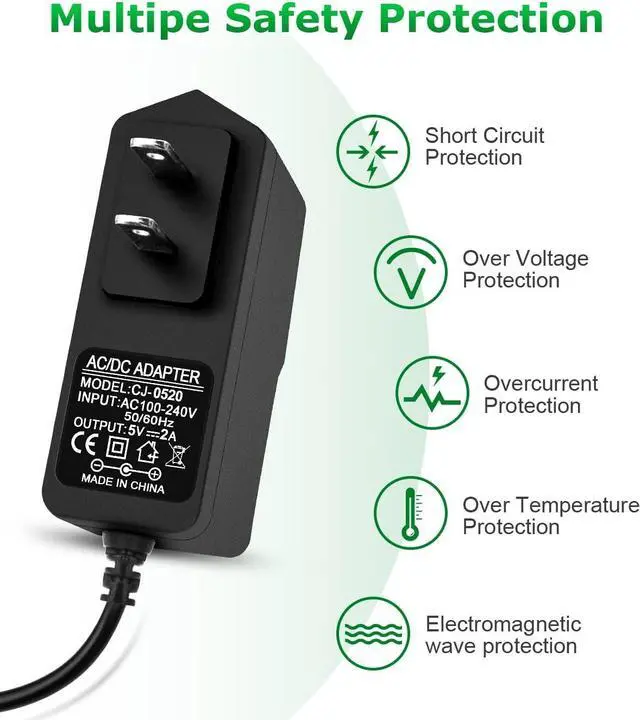 Alt view image 4 of 6 - 5V 2A Power Supply Adapter DC 5V 2000mA Power Cord AC/DC Charger AC 100V-240V to DC 5 Volt 1.5A 1Amp 0.5A for Security Camera Baby Monitor Graco Swing TV Box Raspberry Pi USB Type C (5 Pack)