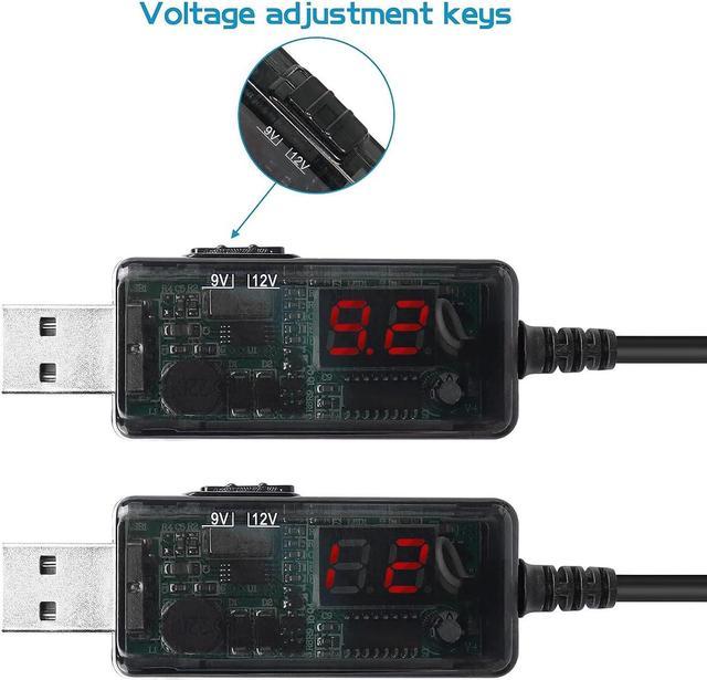  USB Port to DC 9V/12V Boost Cable 2.6ft Router Step Up Voltage  Converter Cable with LED Display : Electronics