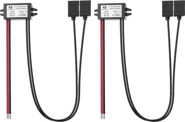 Main image of 2-Pack 12V 24V DC to Dual 5V USB Female DC Converter Adapter Step-Down Buck Module