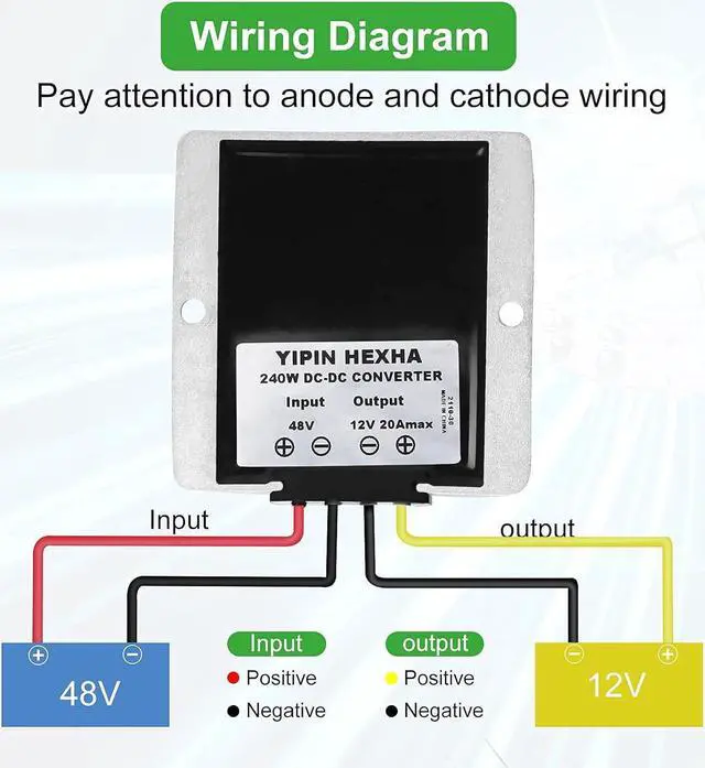 Alt view image 5 of 6 - DC 36V/48V Step Down to 12V 20A 240W DC DC Converter Regulator Power Supply Module Buck Transformer, Waterproof Voltage Reducer for Golf Cart, forklifts Car