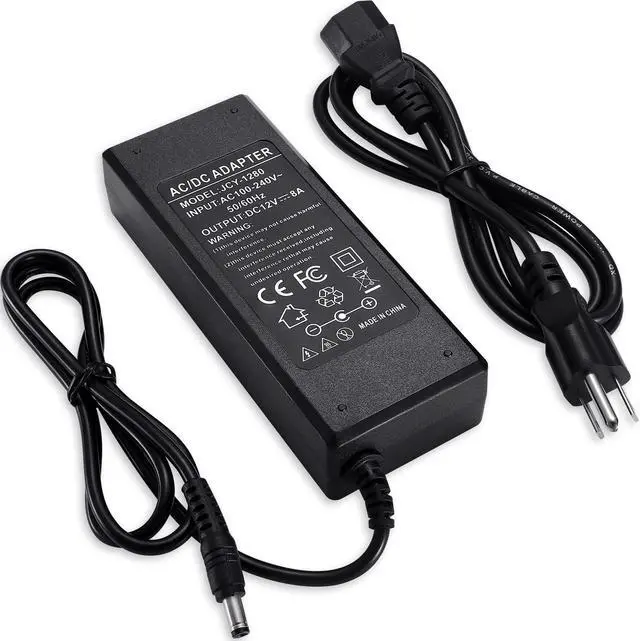 Main image of 3 Prong DC 12V 8A Power Supply Adapter 96W AC 100V-240V to DC 12V 8A Transformer 12V-8A Switching Adapter AC/DC Converter AC/DC Transformer for LED Strip Lights CCTV Camera 3D Scanner