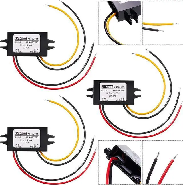 Main image of Weewooday Direct Current Converter 12v to 5v 3a 15w Buck Converter Module, Reduced Voltage Regulator Car Power Output Power Adapter, Wire Interface(3 Pieces)