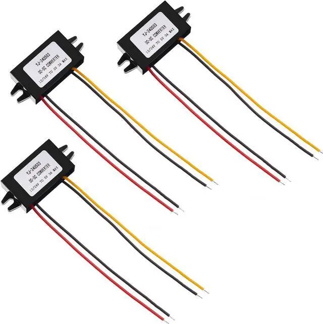 Alt view image 7 of 7 - Weewooday Direct Current Converter 12v to 5v 3a 15w Buck Converter Module, Reduced Voltage Regulator Car Power Output Power Adapter, Wire Interface(3 Pieces)