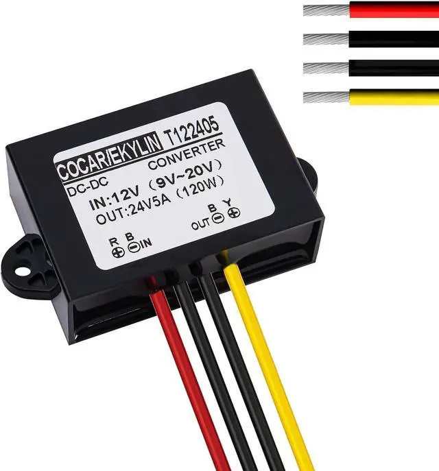 Main image of DC 12v Step up to 24v Converter Regulator 5A 120W Power Supply Adapter for Motor Car Truck Vehicle Boat Solar System etc.(Accept DC9-20V Inputs)
