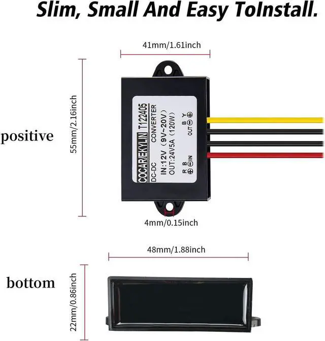 Alt view image 7 of 7 - DC 12v Step up to 24v Converter Regulator 5A 120W Power Supply Adapter for Motor Car Truck Vehicle Boat Solar System etc.(Accept DC9-20V Inputs)