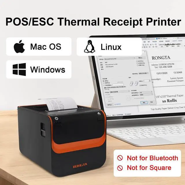 Alt view image 2 of 7 - Rongta POS Printer, 80mm Thermal Receipt Printer with Auto Cutter, USB Serial Ethernet Interface, Support Windows/Mac/Linux Cash Drawer, Restaurant Kitchen Printer for ESC/POS, No Bluetooth (RP332)