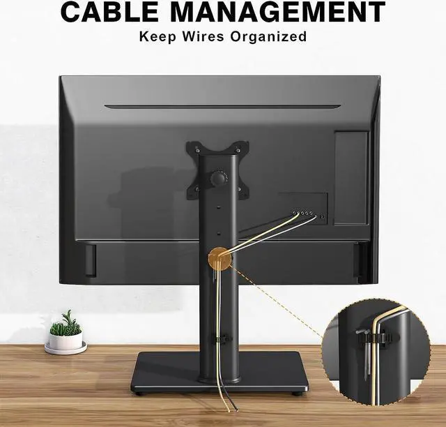 Alt view image 7 of 7 - TAVR Furniture Single Monitor Stand VESA Mount for 13-32 Inch Screens, Free-Standing Monitor Riser with Swivel Tilt Rotation Height Adjustable, VESA Monitor Mount up to 44lbs, VESA 75x75100x100mm