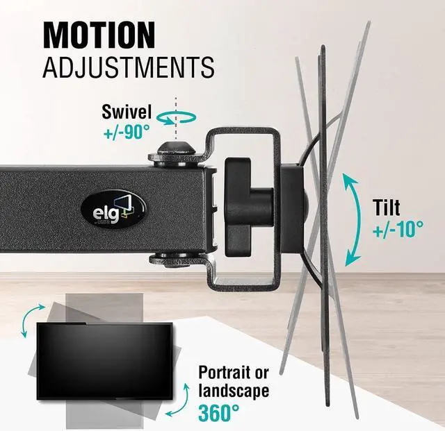 Alt view image 4 of 7 - ELG Full Motion Swivel Monitor Desk Mount Stand up to 34'' Screen, Adjustable Arm Height Position, Computer Monitor Stand, Gaming/Home Office, F50N, Black