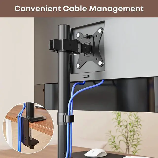 Alt view image 4 of 7 - Single Monitor Desk Mount for 13-35 Inch Screens, Up to 22 lbs, Ultrawide Arm Mount for Flat & Curved Screens with VESA 75x75 to 200x200, Includes Cable Clips