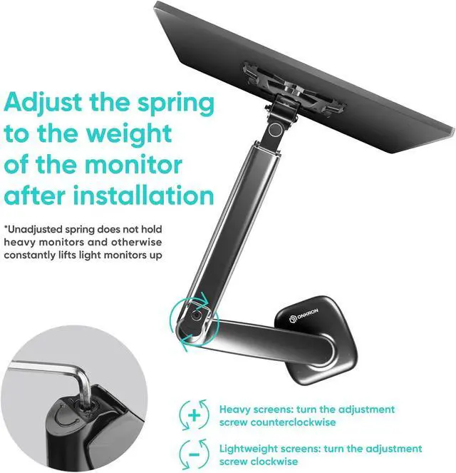 Alt view image 7 of 7 - ONKRON Single Monitor Mount for 13-32 Inch Screen up to 17.6 lbs, Gas Spring Monitor Arm VESA 75x75-100x100, Adjustable Computer Screen Mount for Desk with Swivel, Tilt, Rotation Black