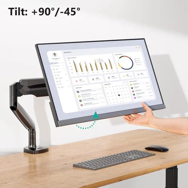 Alt view image 5 of 7 - WALI Single Monitor Arm, Gas Spring Monitor Mount for Max 35 inches - 26.4 lbs Screen, Ultrawide Computer Monitors Stand with C Clamp and Grommet Base (GSMP001XL), Black