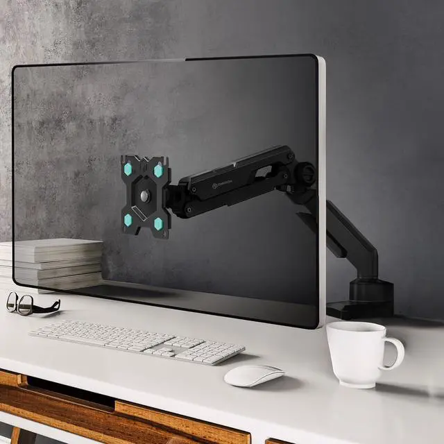 Alt view image 3 of 7 - ONKRON Single Monitor Desk Mount for 13-34 Inch Screens, Up to 22 lbs, PC Monitor Arm, Gas Spring, 75x75 & 100x100 VESA, Full Motion, Black