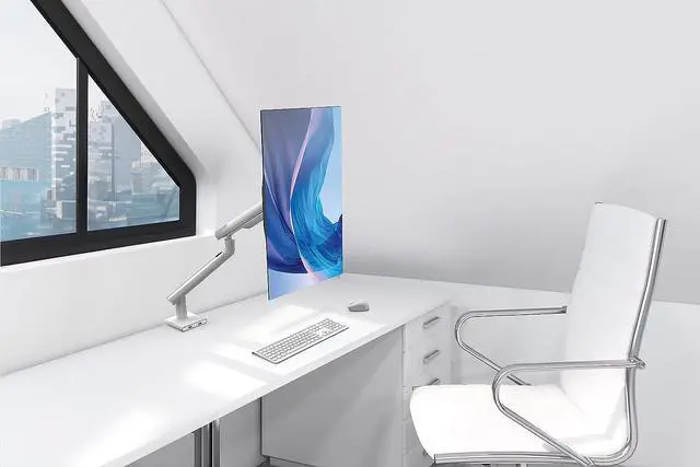 Alt view image 3 of 7 - White Single Monitor Arm Mount - CTA White Monitor Mount for 23" to 35" Monitors - w/Dual USB 3.0 Hub Ports & Arm Clamp for Desks - White Color - (ADD-SSMA)