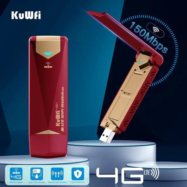 Alt view image 2 of 7 - KuWFi 4G LTE USB Modem Dongle and 2GB Prepaid 4G LTE SIM Card