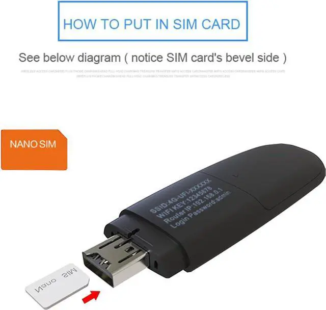 Alt view image 7 of 7 - HOSAYA 4G LTE USB WiFi Modem Portable 4G Router with SIM Card Slot High Speed Portable Travel Hotspot Mini Router Unlocked 4G dongle, Black, 88mmx28mmx9mm