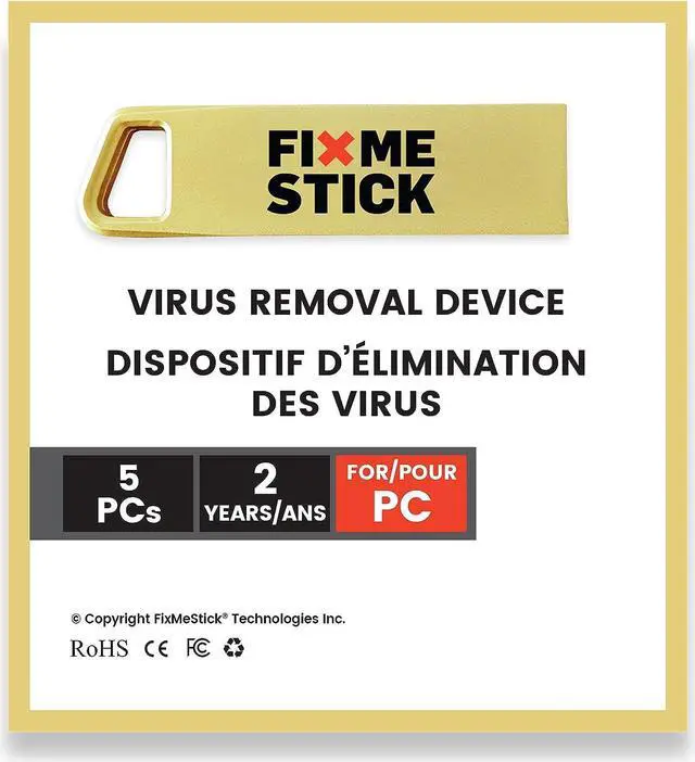 Main image of FixMeStick Gold Computer Virus Removal Stick for Windows PCs - Unlimited Use on Up to 5 Laptops or Desktops for 2 Years - Works with Your Antivirus