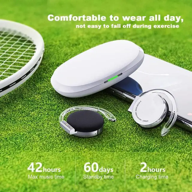 Alt view image 2 of 7 - On Ear Headphones Bluetooth V5.3, Clip on Headphones Wireless, Open Ear Headphones with Earhooks, Sports Headset Bluetooth with 4 Microphones, Noise Cancelling/Long Battery Life/with Charging Case