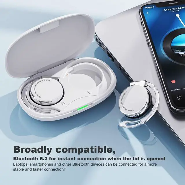 Alt view image 3 of 7 - On Ear Headphones Bluetooth V5.3, Clip on Headphones Wireless, Open Ear Headphones with Earhooks, Sports Headset Bluetooth with 4 Microphones, Noise Cancelling/Long Battery Life/with Charging Case