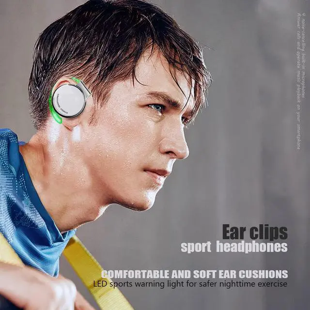 Alt view image 5 of 7 - On Ear Headphones Bluetooth V5.3, Clip on Headphones Wireless, Open Ear Headphones with Earhooks, Sports Headset Bluetooth with 4 Microphones, Noise Cancelling/Long Battery Life/with Charging Case