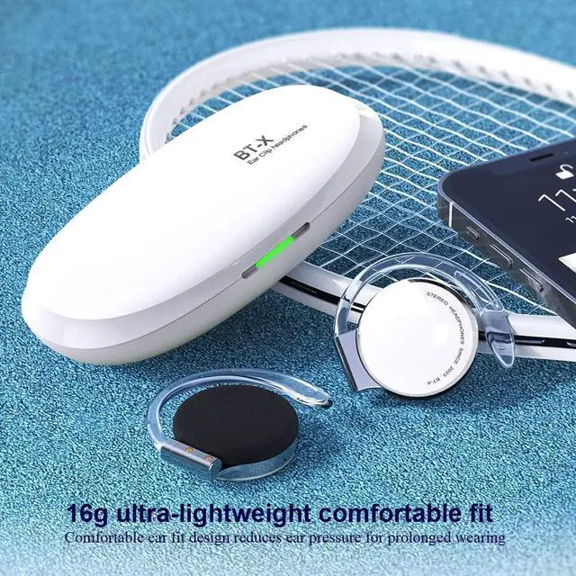 Alt view image 7 of 7 - On Ear Headphones Bluetooth V5.3, Clip on Headphones Wireless, Open Ear Headphones with Earhooks, Sports Headset Bluetooth with 4 Microphones, Noise Cancelling/Long Battery Life/with Charging Case