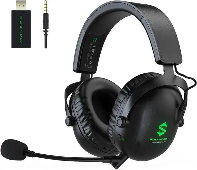 Main image of Black Shark Wireless Gaming Headset with Microphone, Bluetooth Xbox Headphone - Fast Connection, No Delay - 2.4GHz USB Headphone with Over Ear Memory Foam for PC, PS5, PS4, Xbox