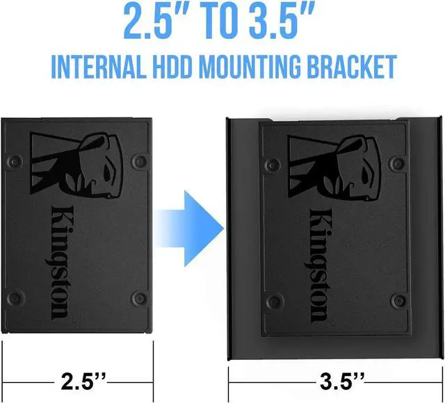 Alt view image 2 of 7 - H SSD/HDD Mounting Bracket, 2.5 to 3.5 SSD Bracket, Metal Adapter Hard Drive Holder for PC (2 Pack)