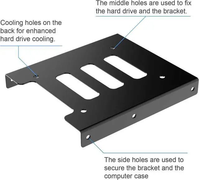 Alt view image 5 of 7 - H SSD/HDD Mounting Bracket, 2.5 to 3.5 SSD Bracket, Metal Adapter Hard Drive Holder for PC (2 Pack)